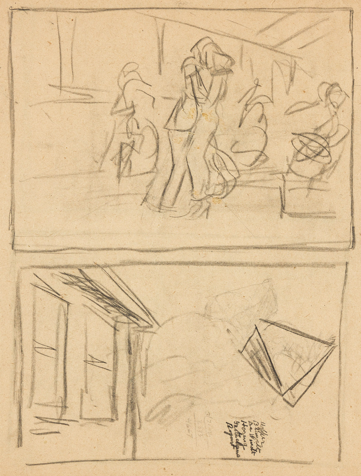 EDWARD HOPPER Figures in an Interior and a House Front * Interior Study and Geometric Study.